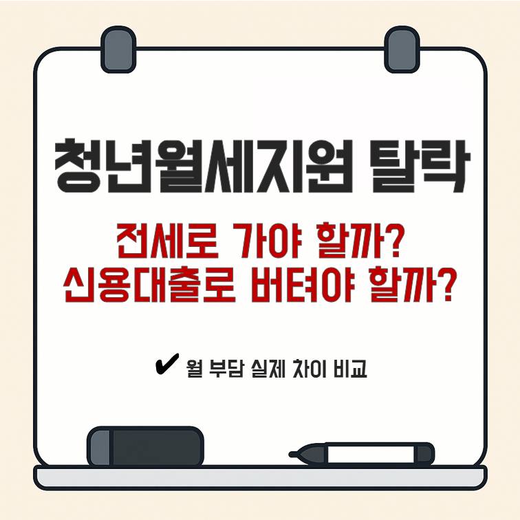 청년월세지원 탈락 후 전세 전환과 신용대출 선택 시 월 부담 실제 차이 비교 안내 이미지