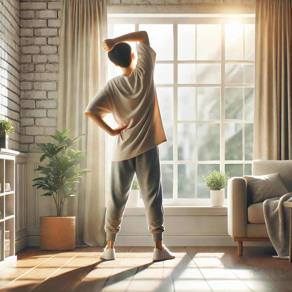 월요일 아침, 가벼운 스트레칭, 여유로운 출근전