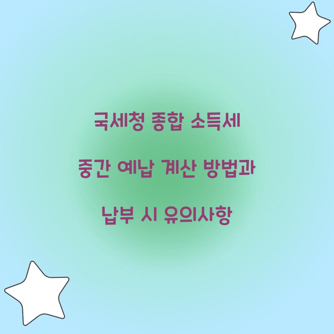 국세청 종합 소득세 중간 예납 계산 방법