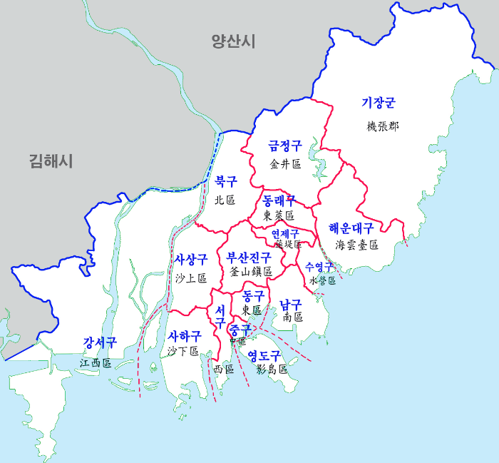 부산시 법정동 행정구역 지도