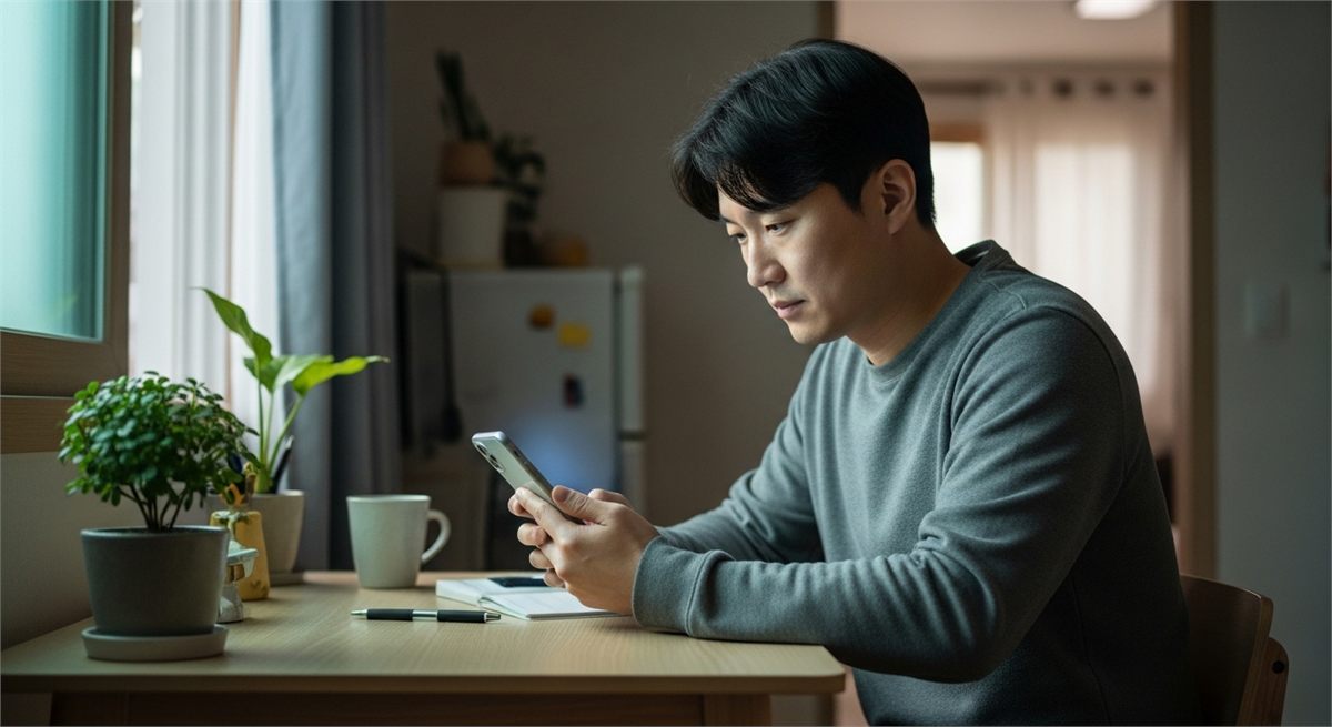 한국인 투자자가 스마트폰으로 배당 입금 여부를 확인하는 모습 
