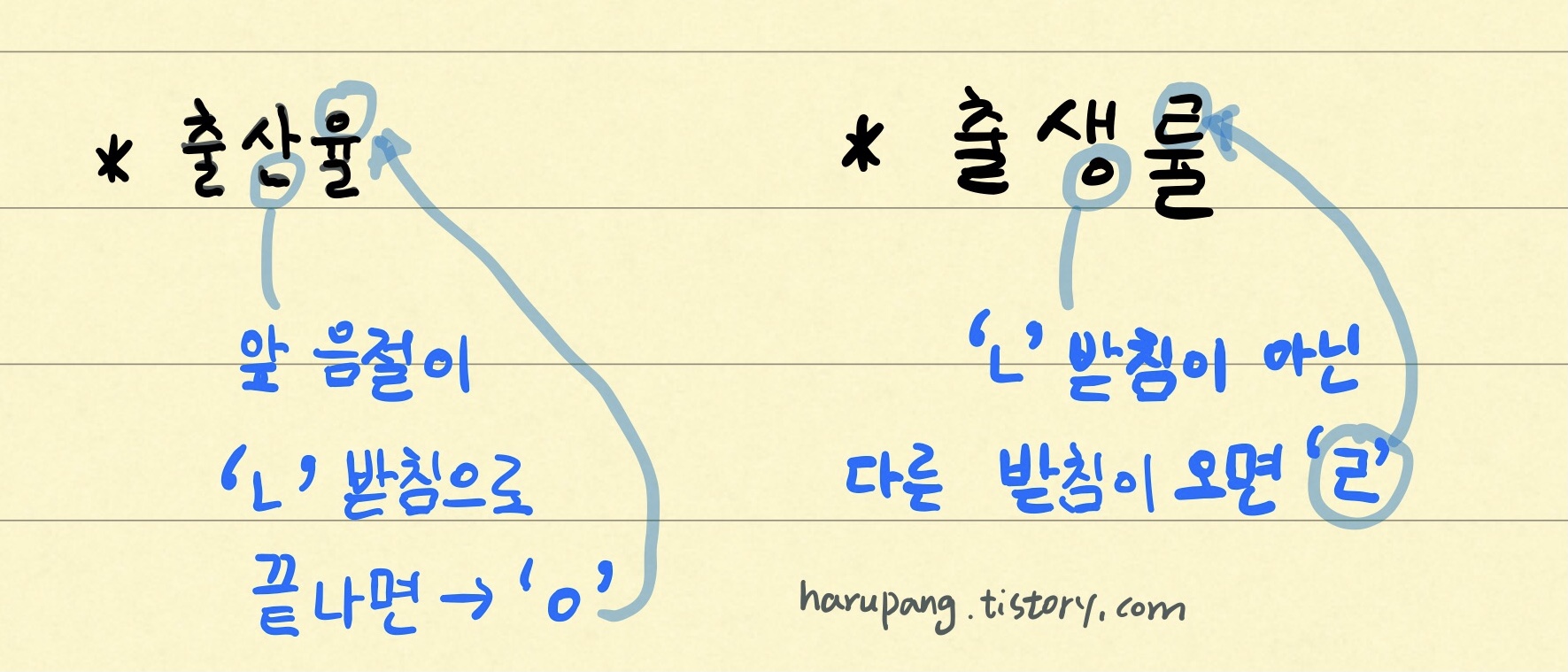 '출산율, 출생률' 에서 '율'과 '률'이 들어가는 규칙 정리