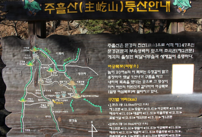 주흘산등산안내표지판