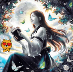 코파일럿-디자이너에서-만든-2-이미지를-미드저니에서-/blend로-생성해내다-행복하게-독서하는-소녀의-이미지