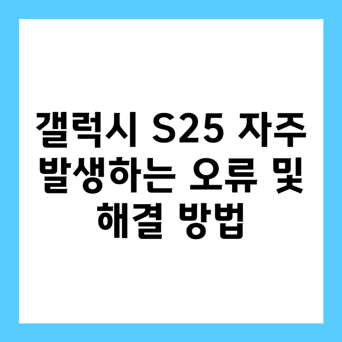 갤럭시 S25 자주 발생하는 오류 및 해결 방법