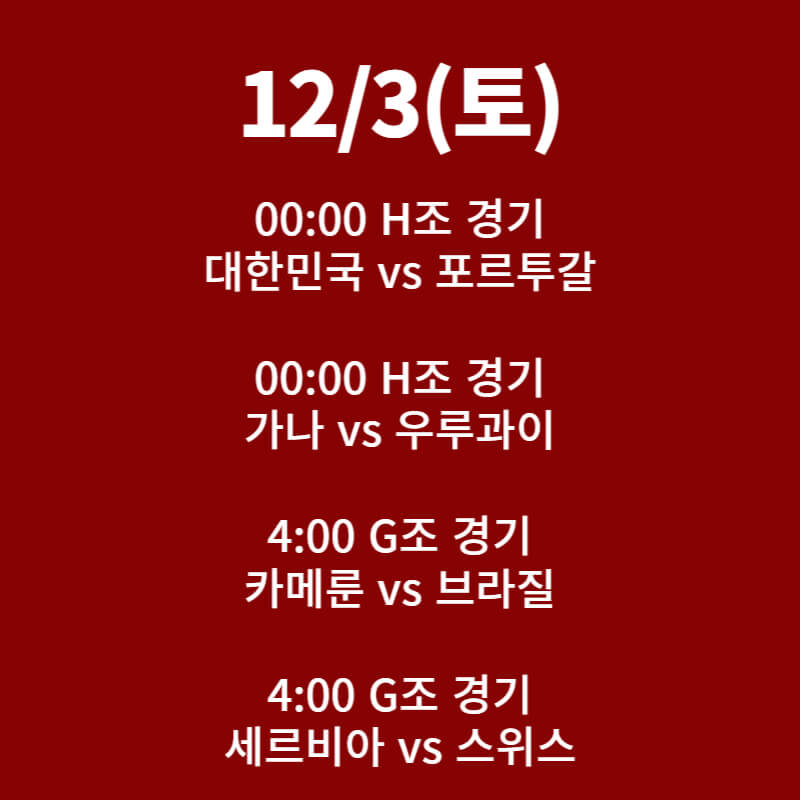 카타르 월드컵 일정