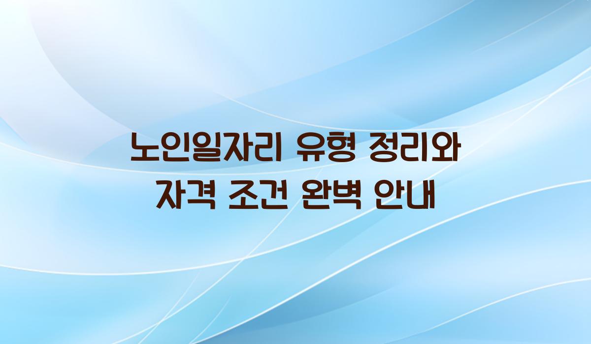 노인일자리 유형 정리