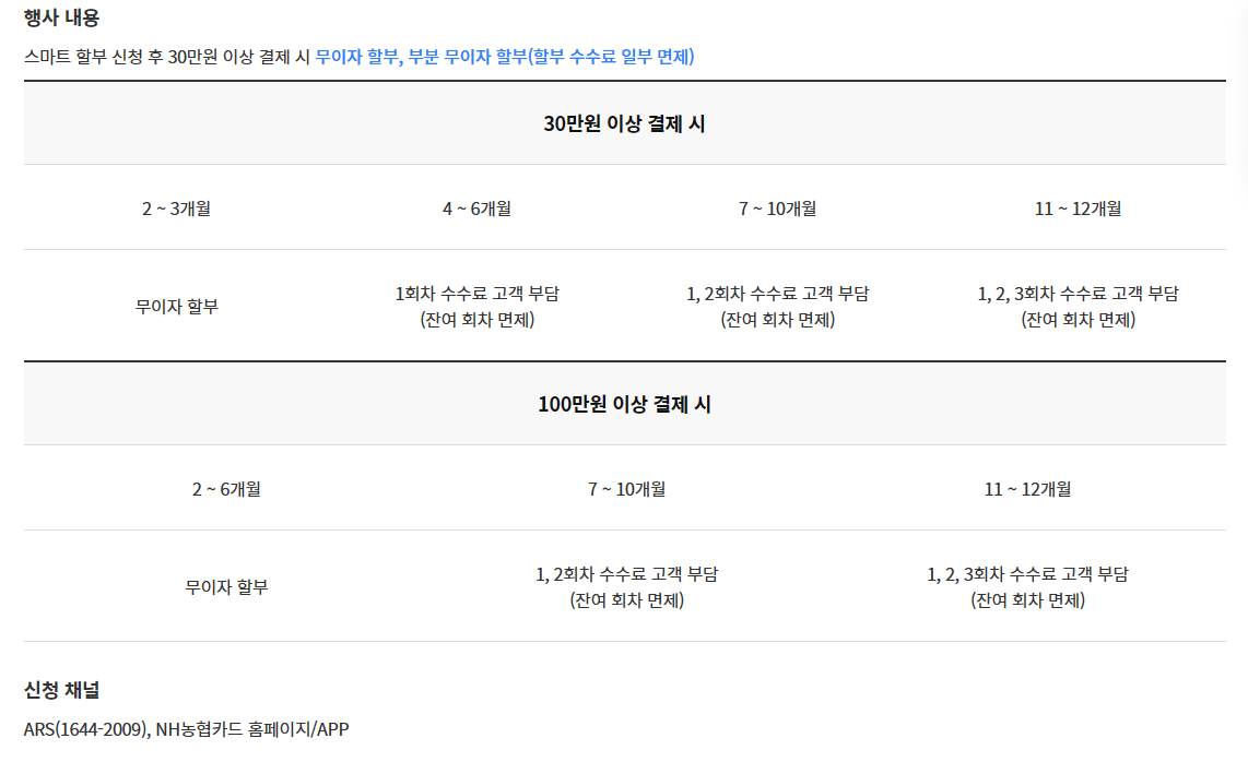 농협카드 스마트할부