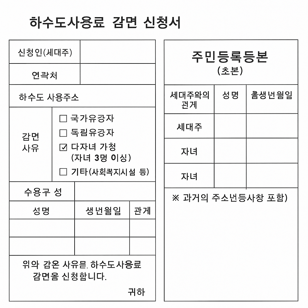 하수도사용료 감면 신청서