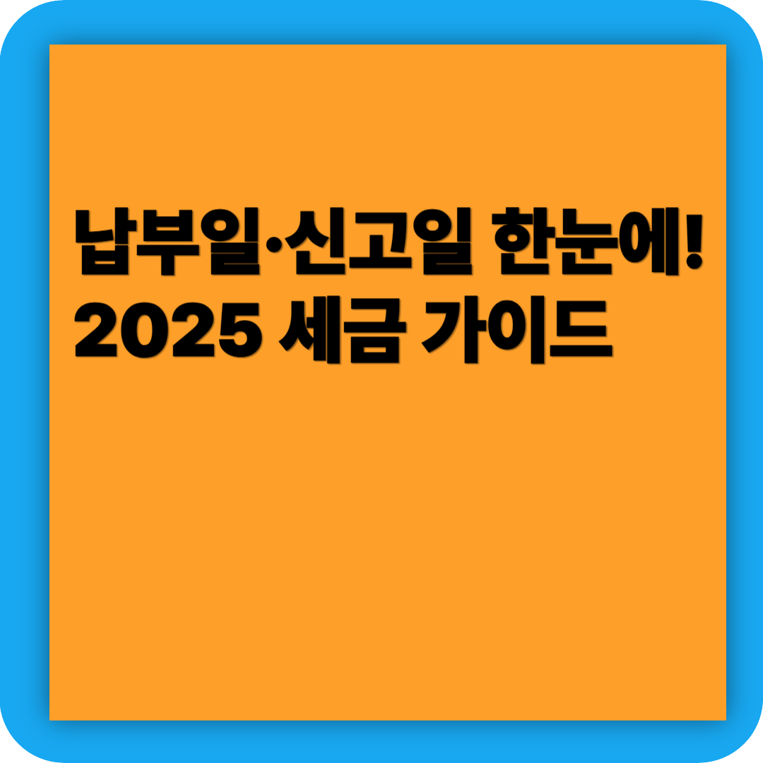 납부일·신고일 한눈에! 2025 세금 가이드
