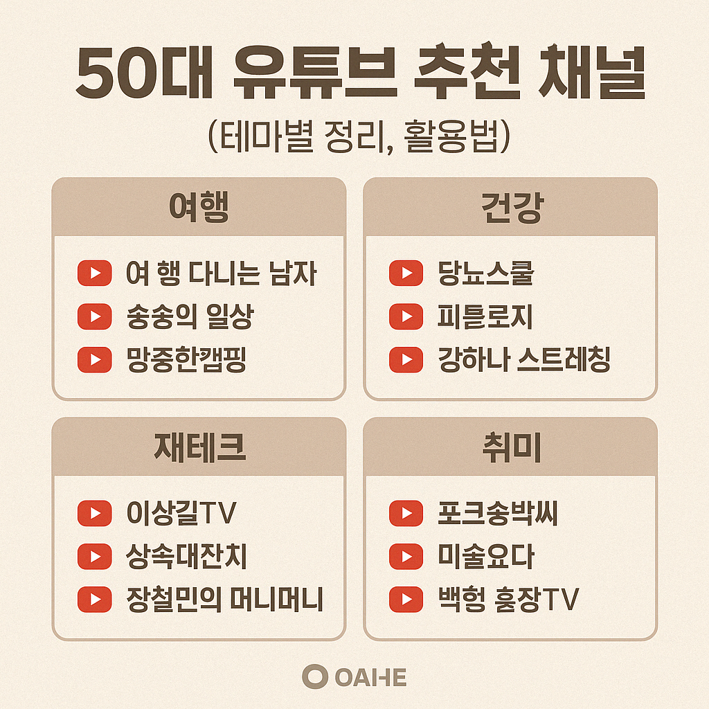 50대 유튜브 추천채널