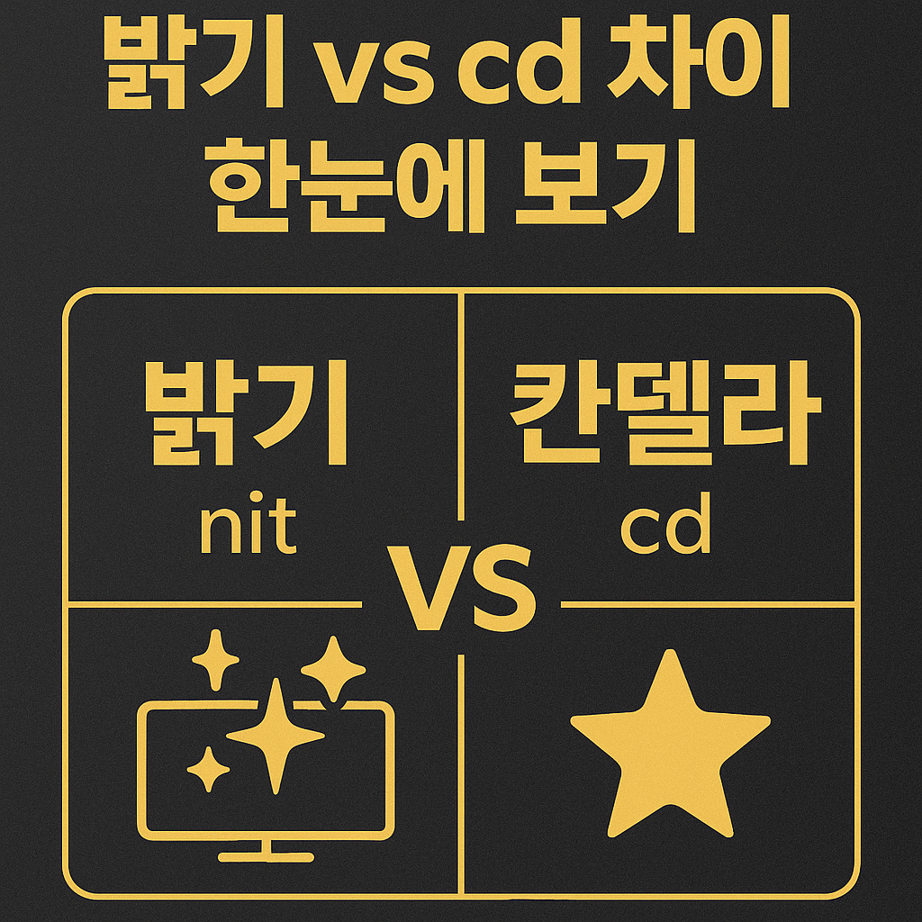 LED 전광판 밝기와 칸델라(cd)의 차이를 한눈에 보여주는 인포그래픽, nit와 cd 개념 비교