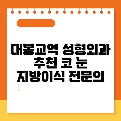 대봉교역 성형외과 추천 코 눈 지방이식 전문의