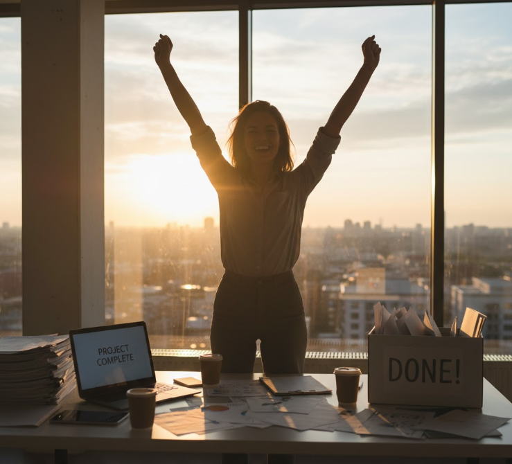 일을 마친 후 행복