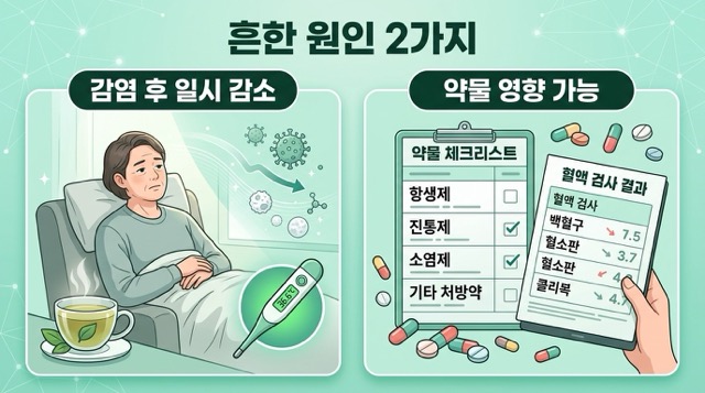 백혈구 수치 낮음 바이러스 감염과 약물 영향 설명