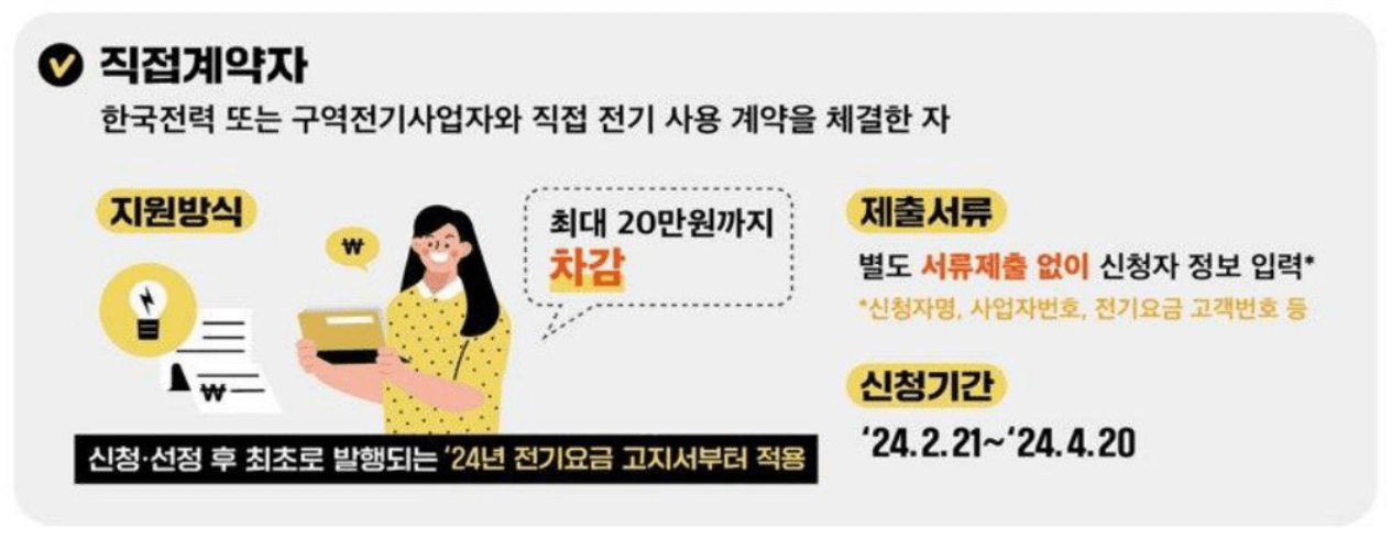2024 소상공인 전기요금 감면 지원대상 금액 제출서류 및 신청방법