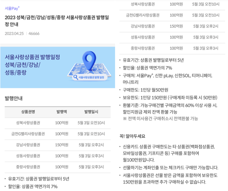 2023년-서울사랑상품권-발행일정