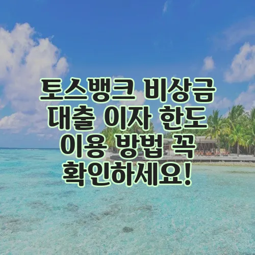 토스뱅크 비상금 대출 이자 한도 이용 방법 꼭 확인하세요!
