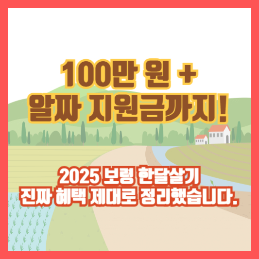 🟡 [100만 원+ 알짜 지원금까지!] 2025 보령 한달살기, 진짜 혜택 제대로 정리했습니다.