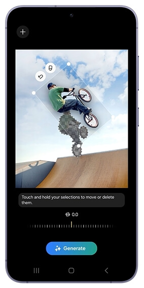 스마트폰 자전거를 타는 사람을 옮기는 사진