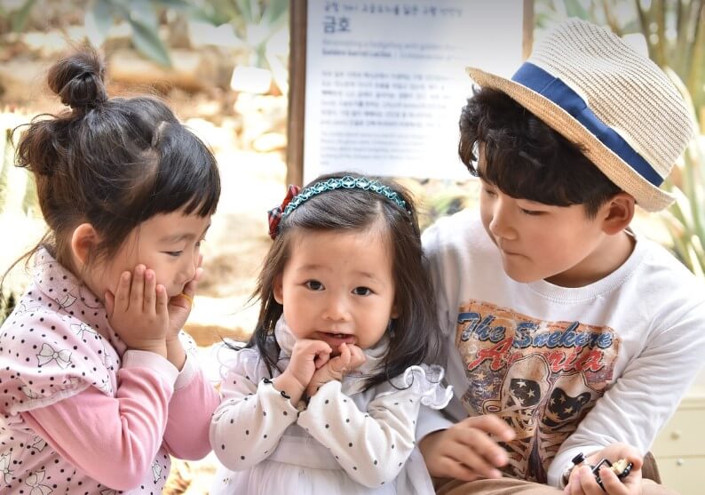 정부 다자녀가구 혜택 대상인 세 명의 자녀가 함께 있는 모습