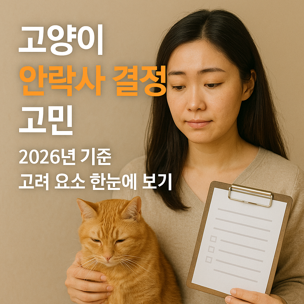 고양이 안락사 결정 고민 | 2026년 기준 고려 요소 한눈에 보기