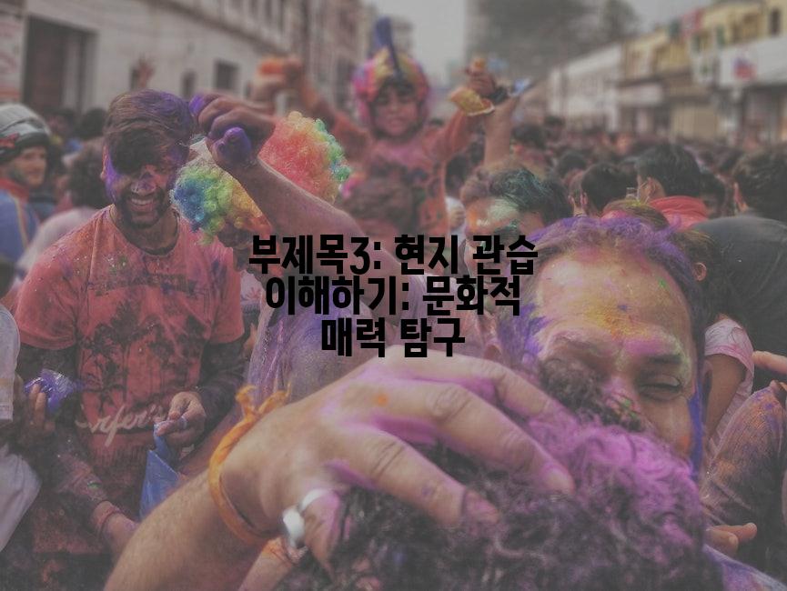 부제목3: 현지 관습 이해하기: 문화적 매력 탐구