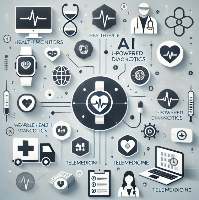 스마트 케어 AI 진단 시스템, 웨어러블 헬스 디바이스, 원격 의료 서비스 관련