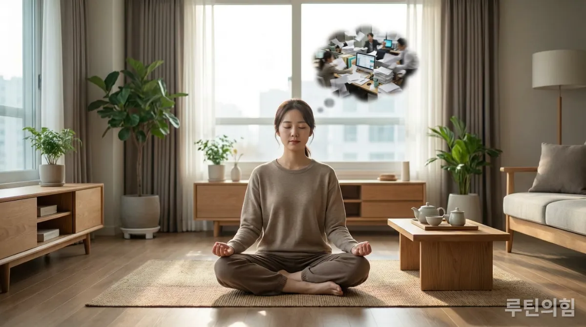 번아웃 예방을 위해 명상을 하는 한국인의 모습