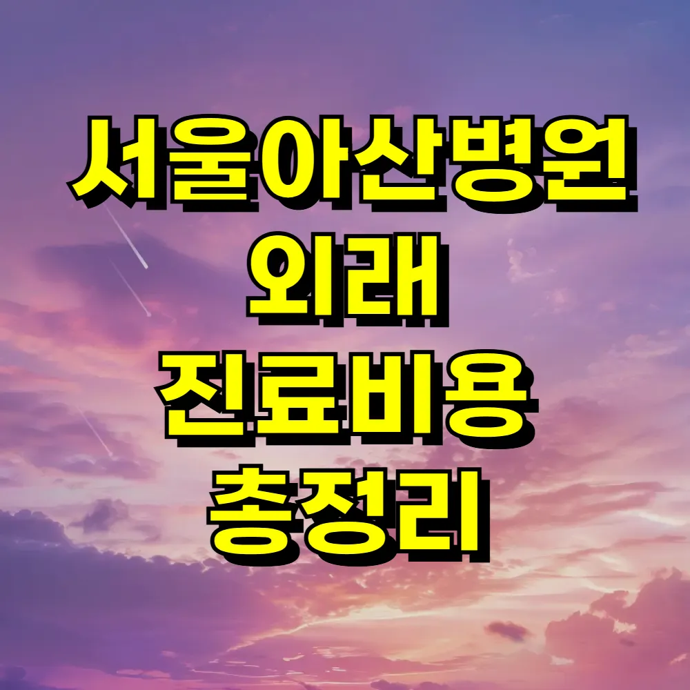 서울아산병원 외래 진료비용 총정리