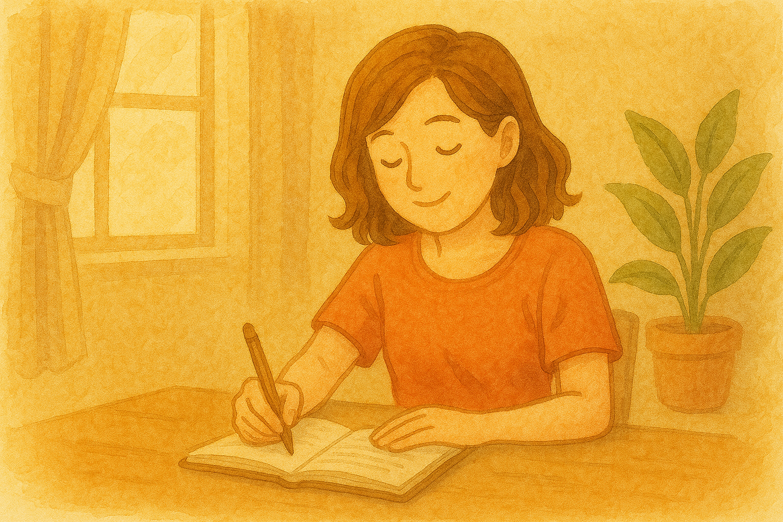 따스한 햇살 속에서 글쓰기