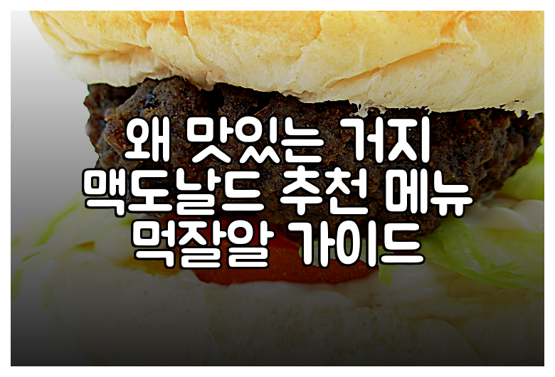 왜 맛있는 거지 맥도날드 추천 메뉴 먹잘알 가이드