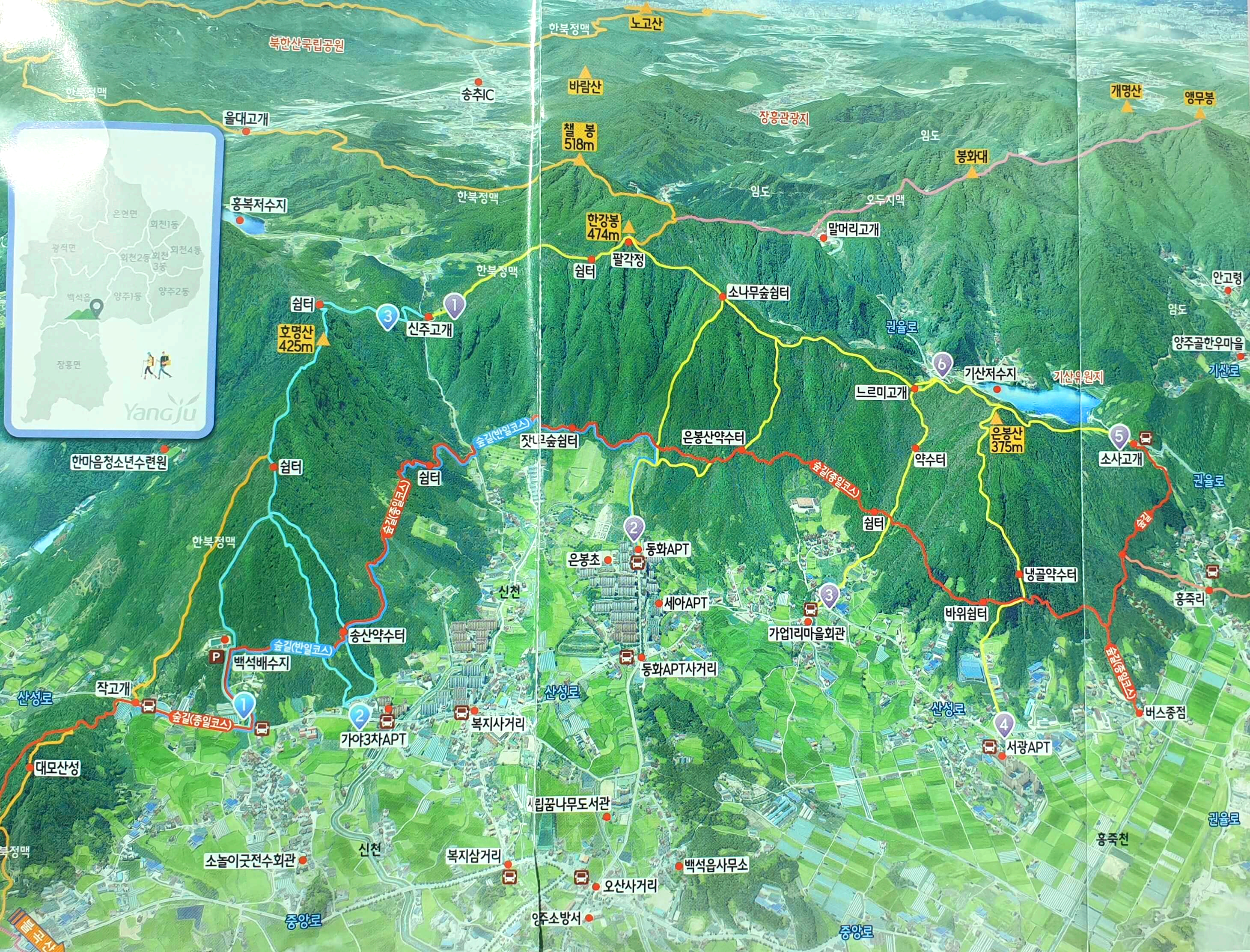 은봉산 호명산 지도입니다.