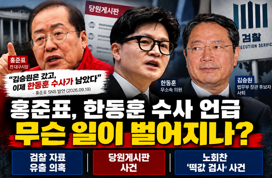 홍준표 김승원 한동훈 수사|검찰 자료 유출 의혹·당원게시판·노회찬 떡값 검사
