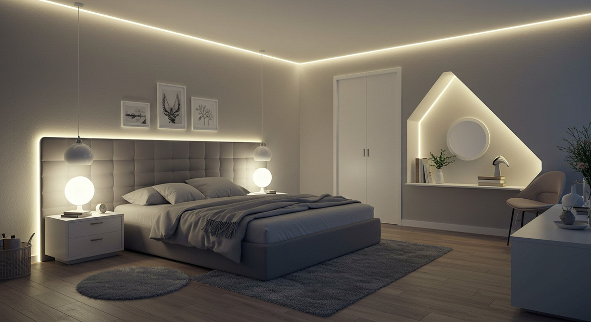 침실 무드 살리는 LED 조명 이미지