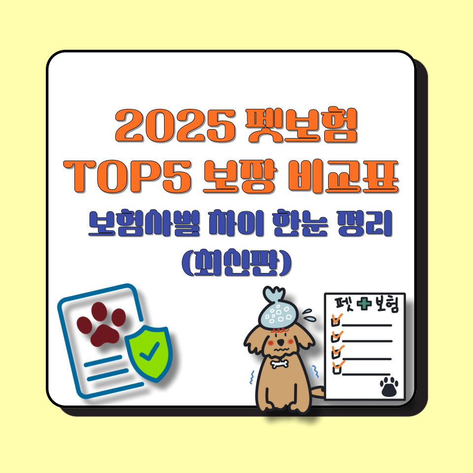 2025 펫보험 TOP5 보장 비교표 │ 보험사별 차이 한눈 정리(최신판)