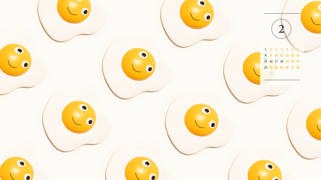 06 계란후라이 A - 2026년2월 달력배경화면