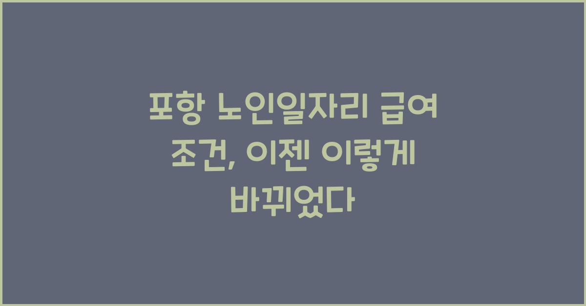 포항 노인일자리 급여 조건
