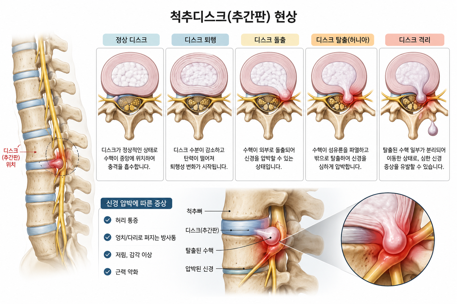 척추 디스크 현상 및 증상