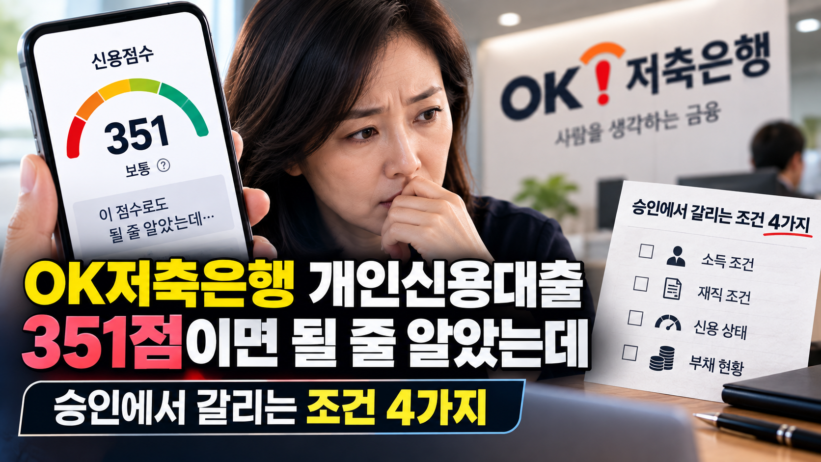 OK저축은행 개인신용대출 351점이면 될 줄 알았는데