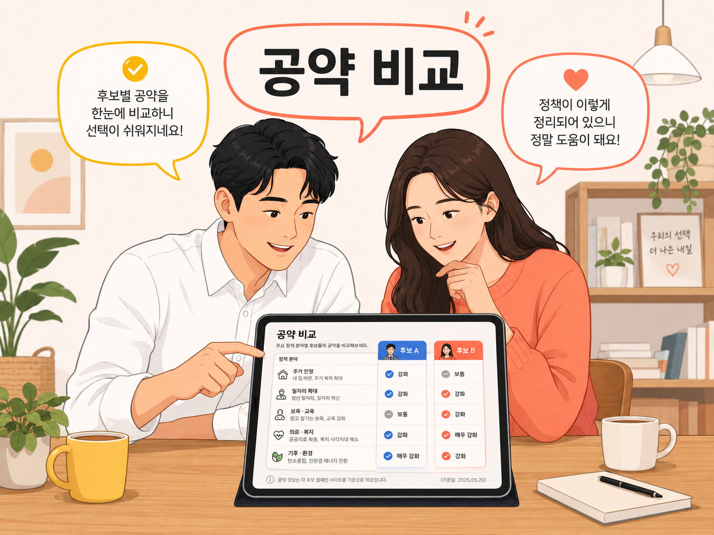 지역 사회의 올바른 일꾼을 선별하기 위한 유권자 자가 진단 체크리스트 그래픽