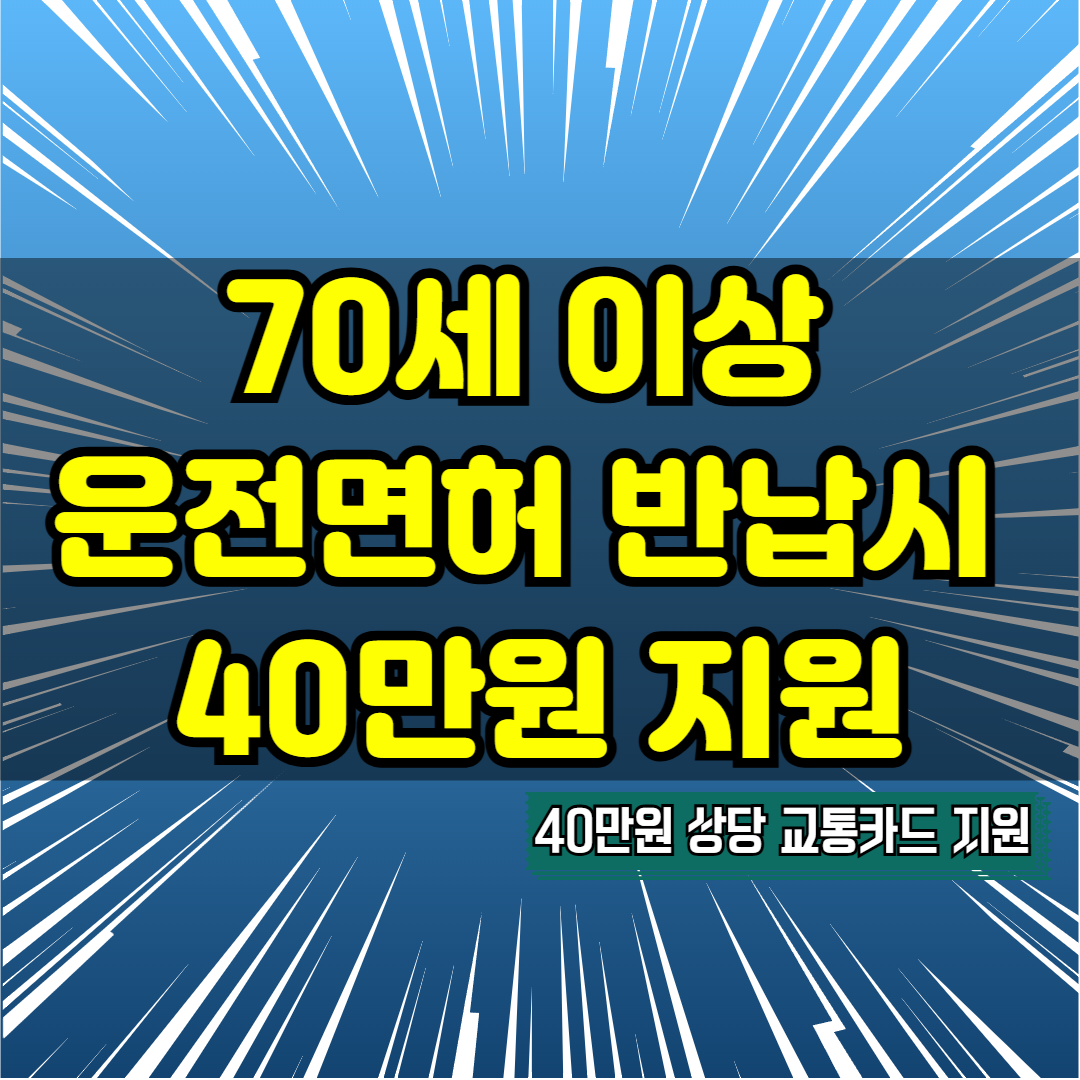 70세 이상 고령운전자, 운전면허 반납시 40만원 지원