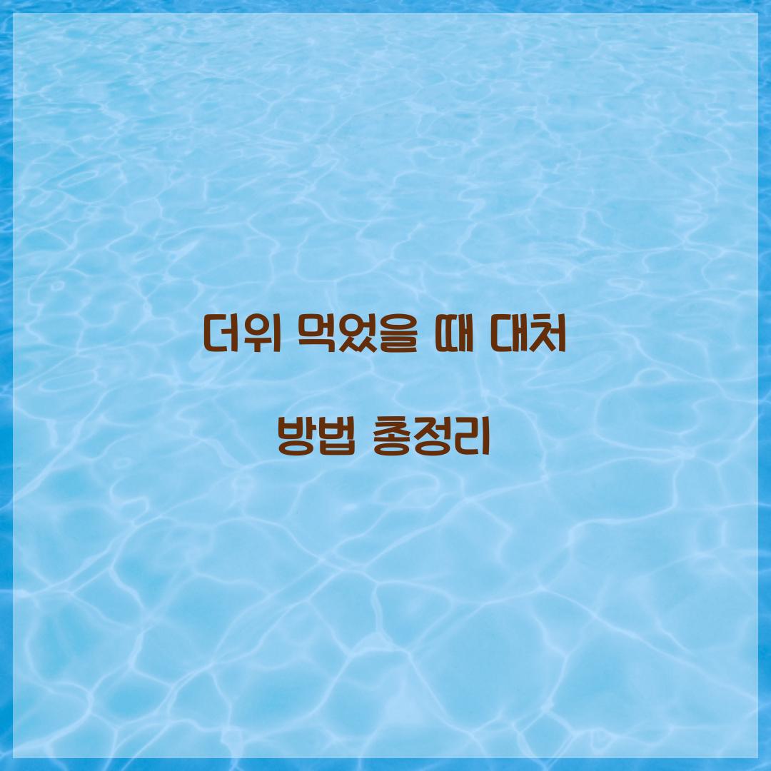 더위 먹었을 때 대처 방법
