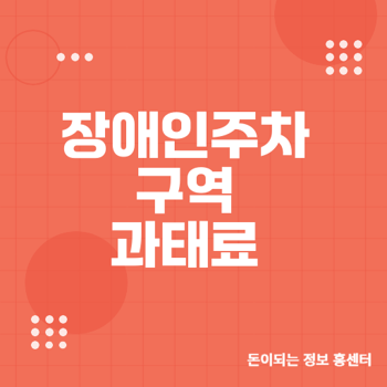장애인 주차구역 과태료 정책 2025년