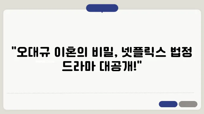 16회 마지막은 오대규 이혼 건 넷플릭스 변호사 드라마 추천