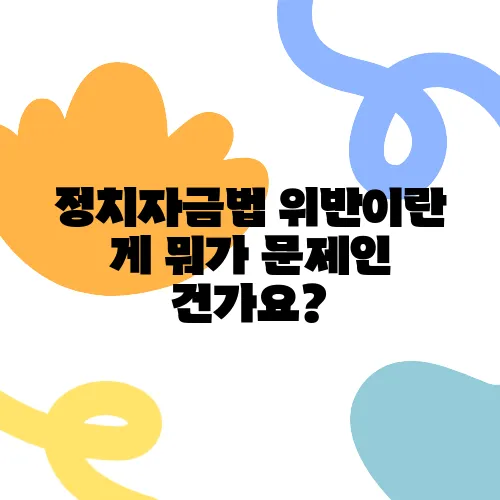 정치자금법 위반이란 게 뭐가 문제인 건가요?