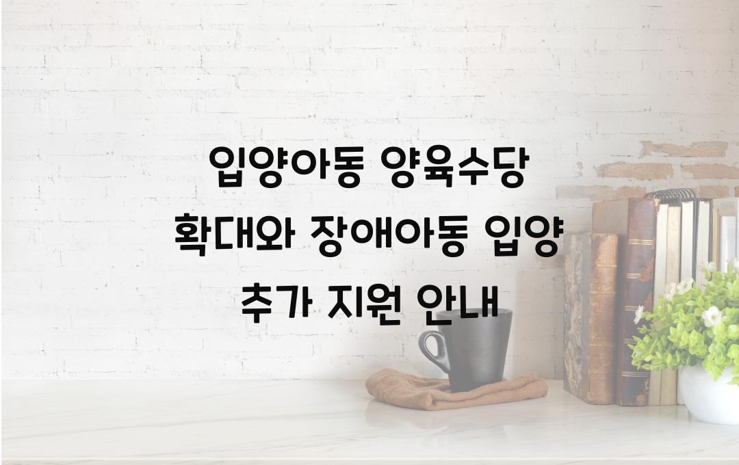 입양아동 양육수당 확대, 장애아동 입양 시 추가 지원 내용