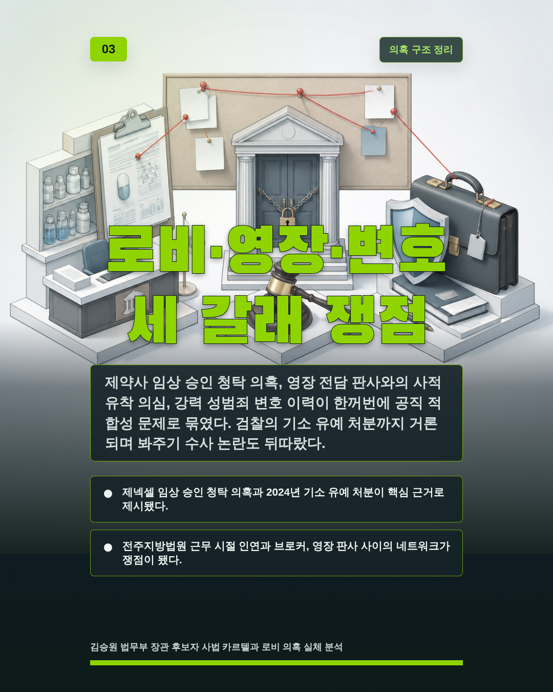 로비&middot;영장&middot;변호 세 갈래 쟁점