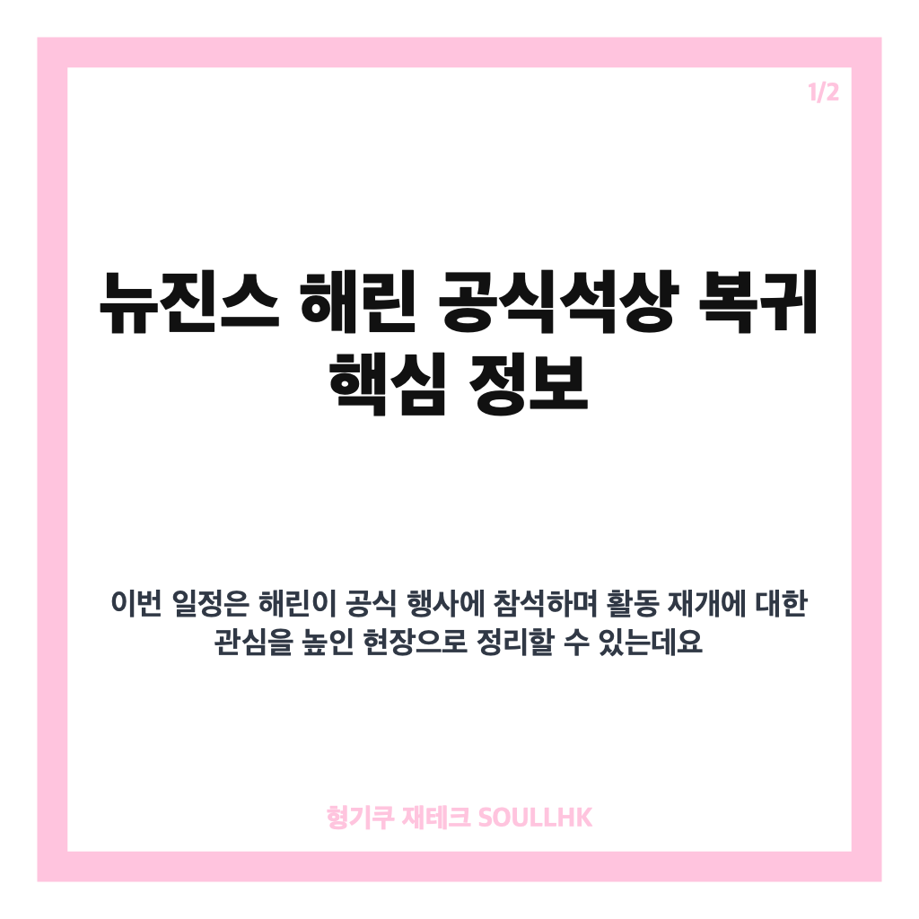 뉴진스 해린 공식석상 복귀, 롯데백화점 잠실점 포토콜 현장 정리 카드뉴스 1