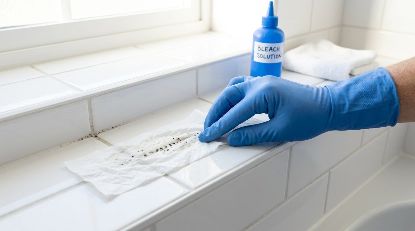 실리콘 곰팡이 제거, 휴지와 락스면 충분합니다.